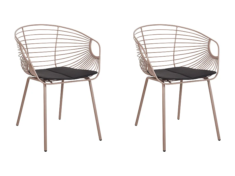 Set van 2 eetkamerstoelen HOBACK Metaal Beige