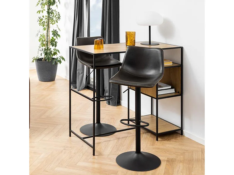 Sgabello da bar Oregon con cuciture a contrasto beige, nero.