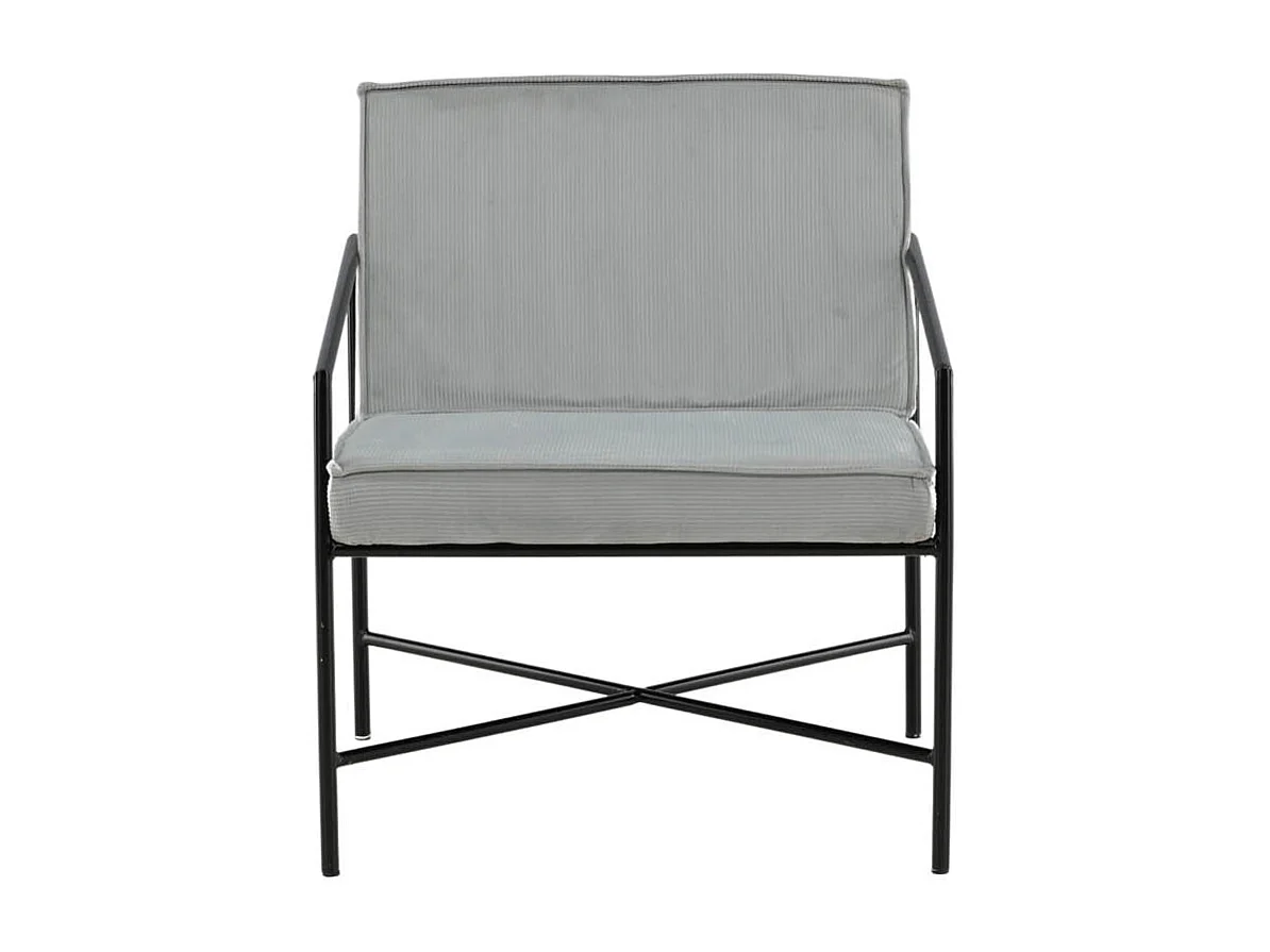 Fauteuil Design Velours Côtelé "Rakel" 78cm Gris