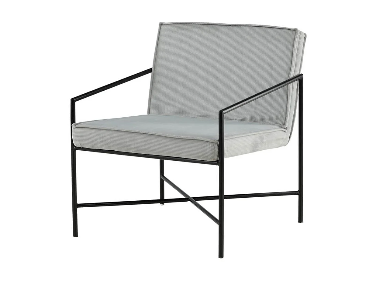 Fauteuil Design Velours Côtelé "Rakel" 78cm Gris