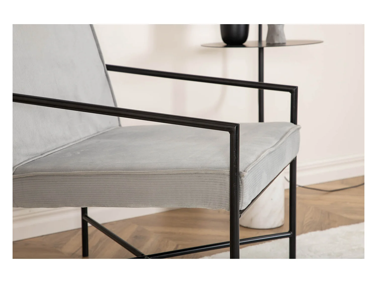 Fauteuil Design Velours Côtelé "Rakel" 78cm Gris