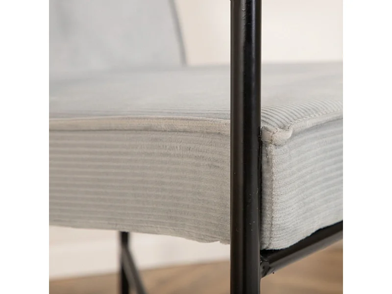 Fauteuil Design Velours Côtelé "Rakel" 78cm Gris