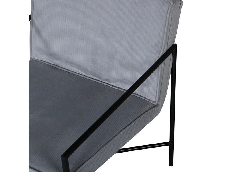 Fauteuil Design Velours Côtelé "Rakel" 78cm Gris
