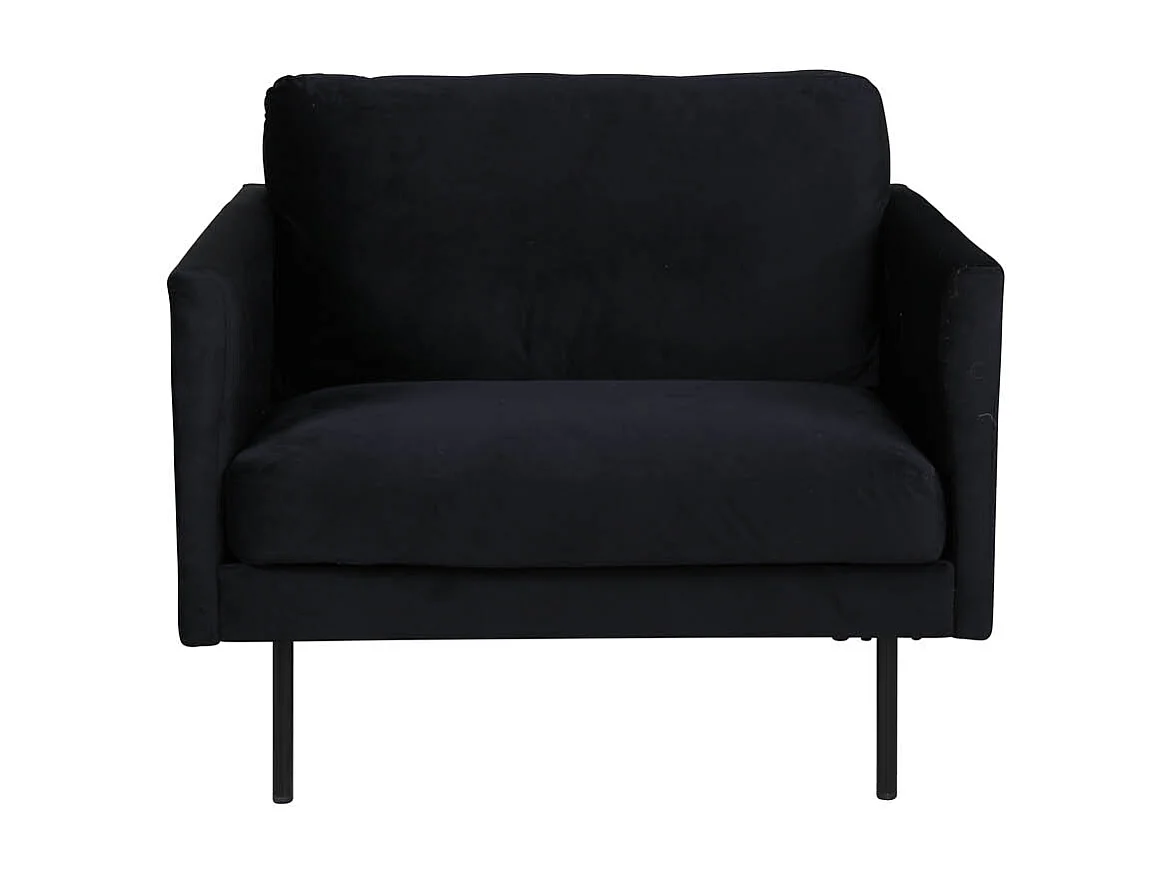 Zoom fauteuil velours noir.