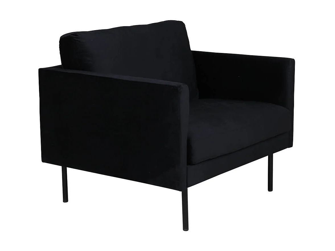 Zoom fauteuil velours noir.