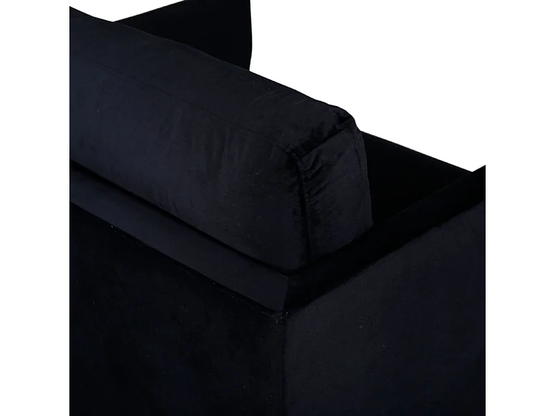 Zoom fauteuil velours noir.