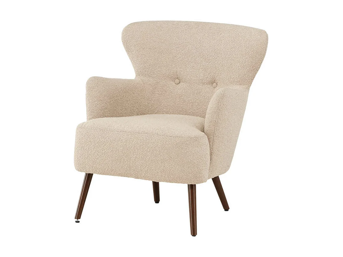 Fauteuil Design Bouclette "Lincoln" 85cm Beige