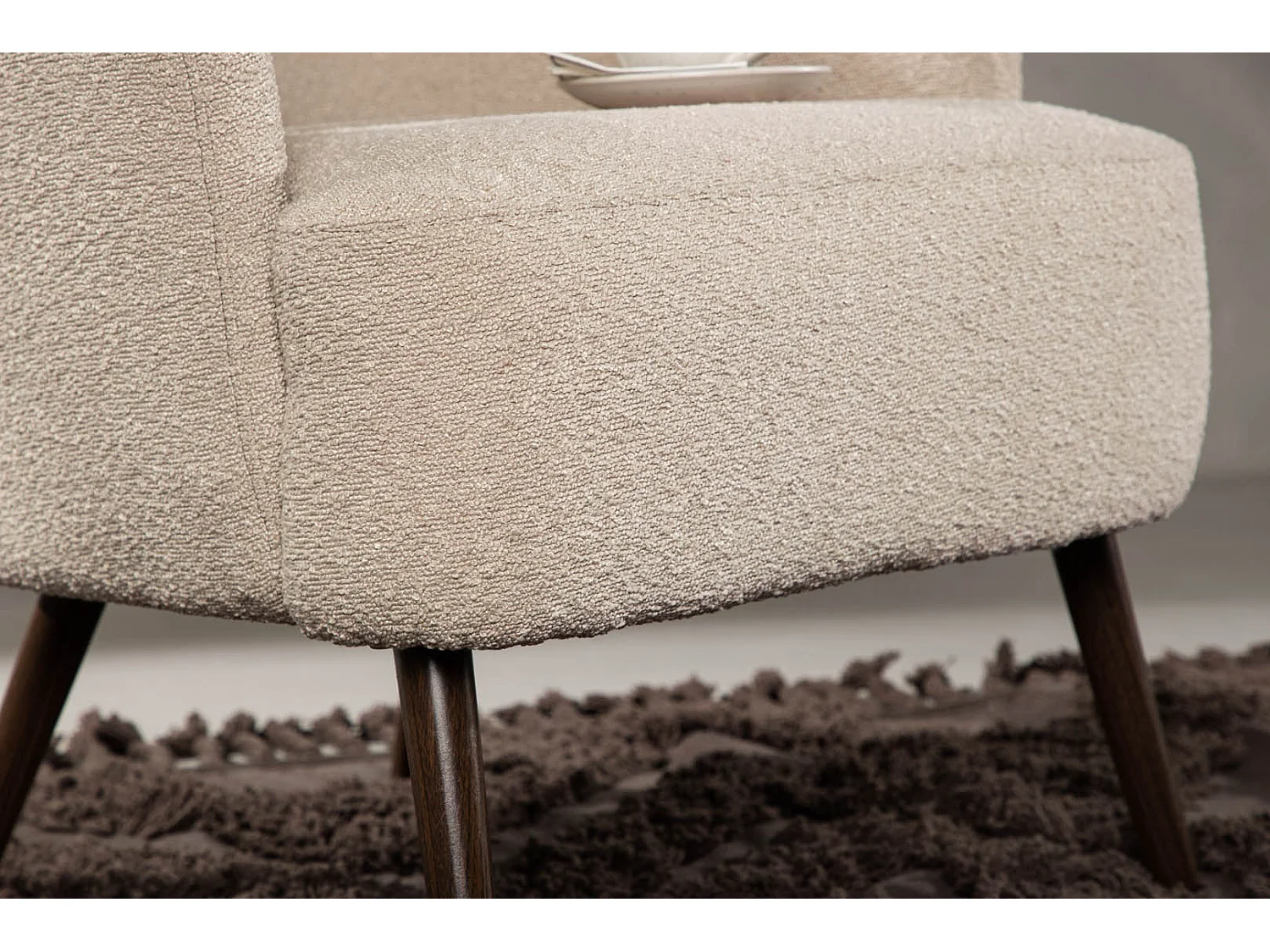 Fauteuil Design Bouclette "Lincoln" 85cm Beige