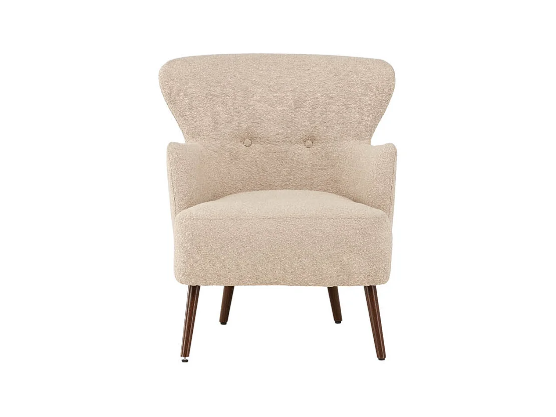 Fauteuil Design Bouclette "Lincoln" 85cm Beige
