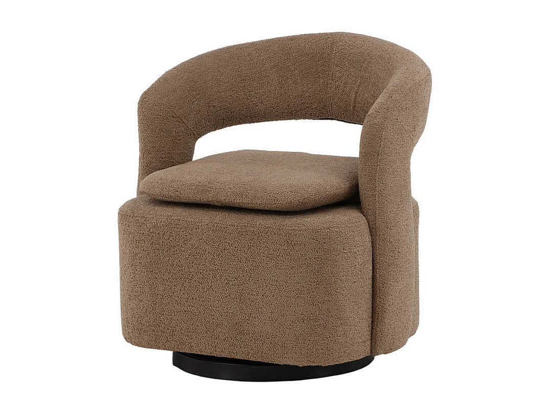 Fauteuil Design Bouclette "Laurel" 75cm Marron