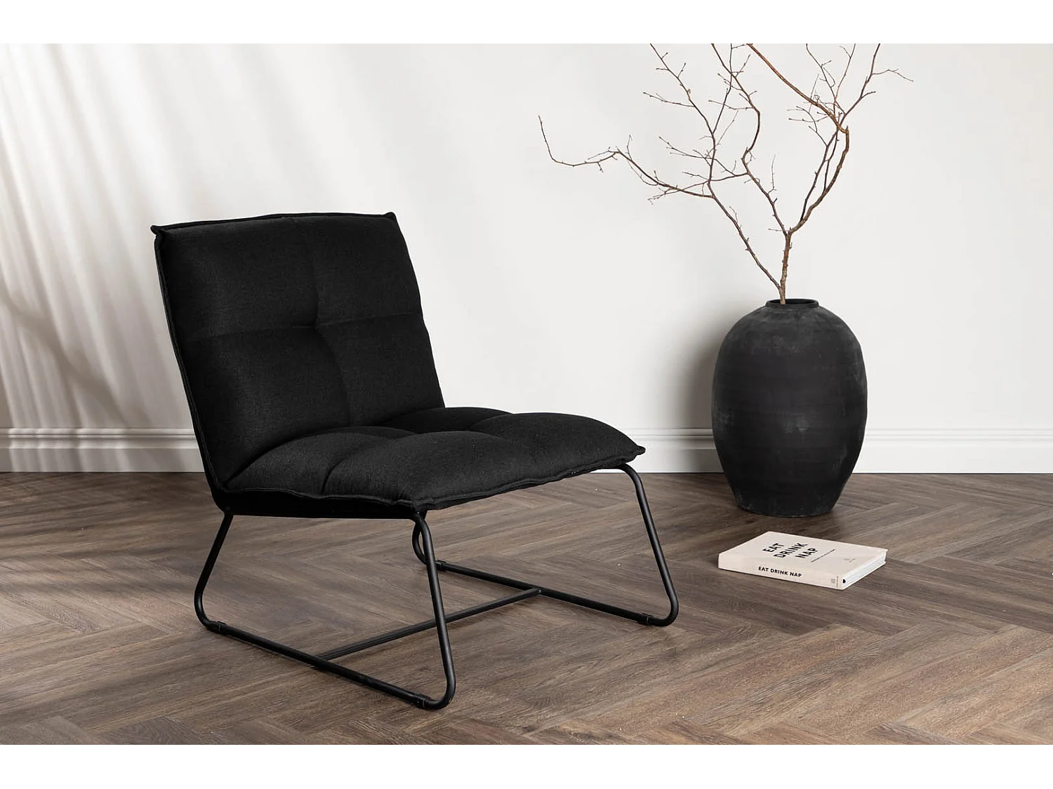 Fauteuil en Lin "Madison" 78cm Noir
