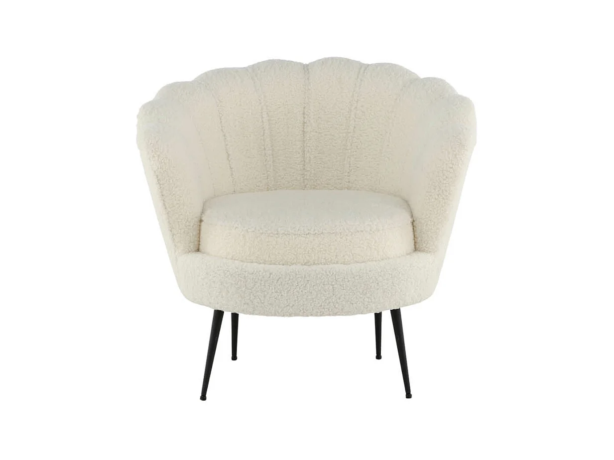 Fauteuil Coquillage Bouclette "Calais" 83cm Blanc