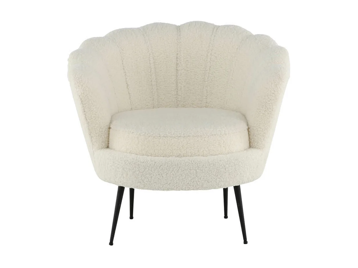 Fauteuil Coquillage Bouclette "Calais" 83cm Blanc