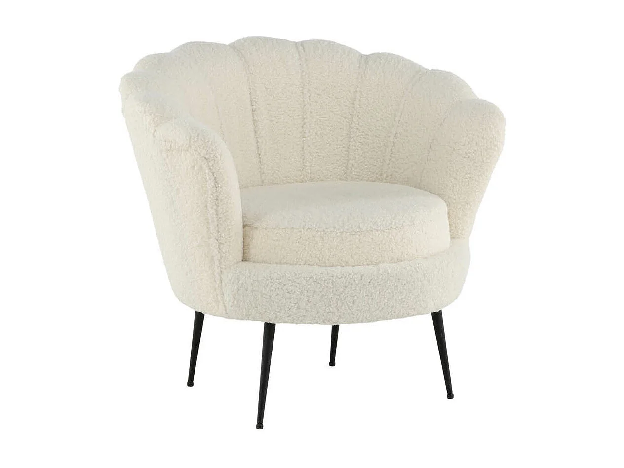 Fauteuil Coquillage Bouclette "Calais" 83cm Blanc