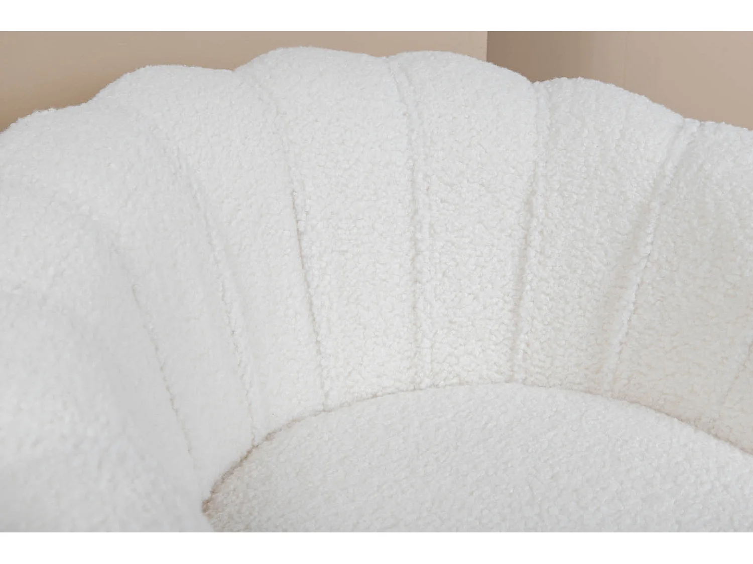 Fauteuil Coquillage Bouclette "Calais" 83cm Blanc