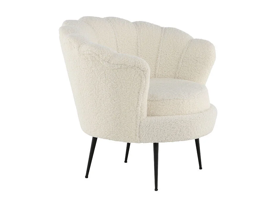 Fauteuil Coquillage Bouclette "Calais" 83cm Blanc