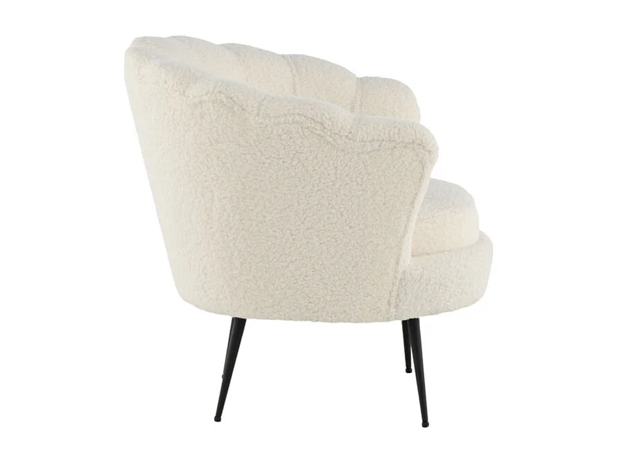 Fauteuil Coquillage Bouclette "Calais" 83cm Blanc