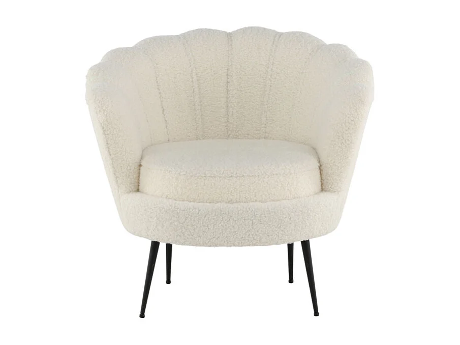 Fauteuil Coquillage Bouclette "Calais" 83cm Blanc