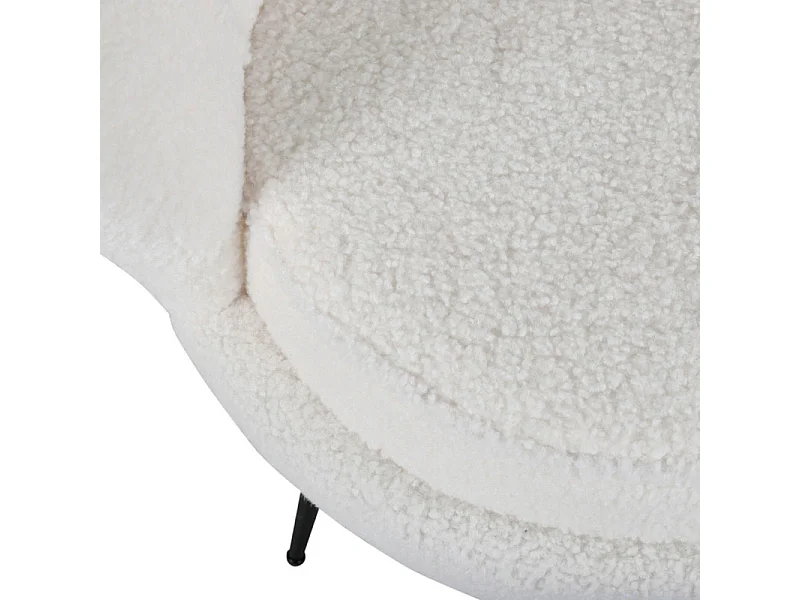 Fauteuil Coquillage Bouclette "Calais" 83cm Blanc
