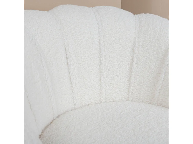 Fauteuil Coquillage Bouclette "Calais" 83cm Blanc