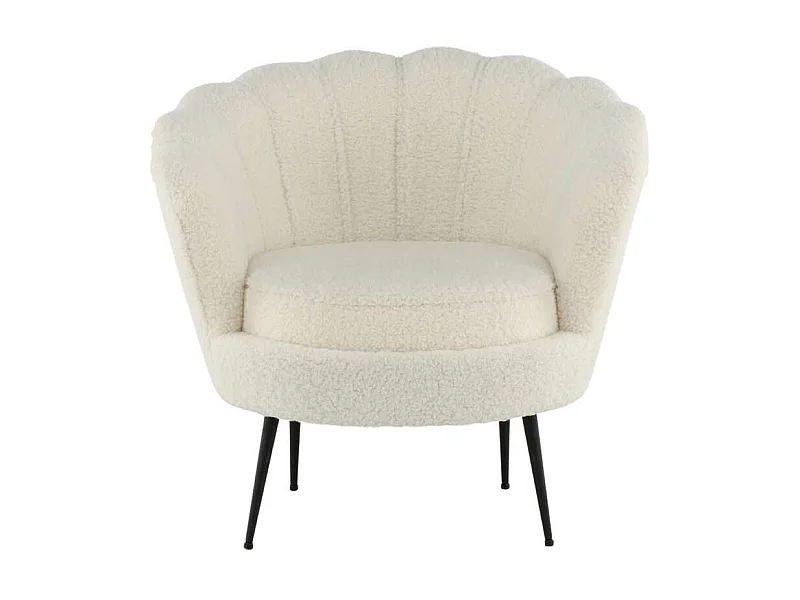 Fauteuil Coquillage Bouclette "Calais" 83cm Blanc