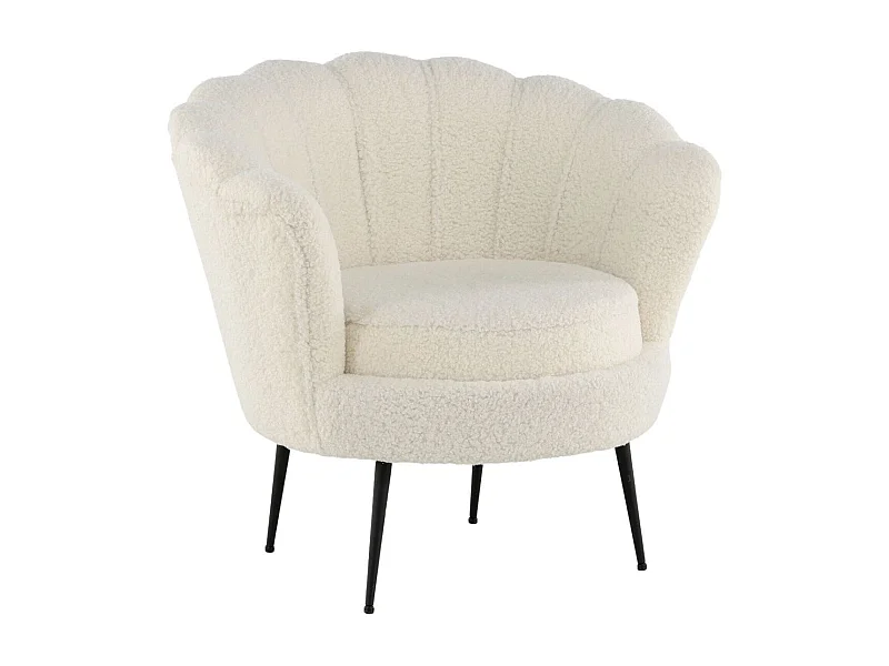 Fauteuil Coquillage Bouclette "Calais" 83cm Blanc