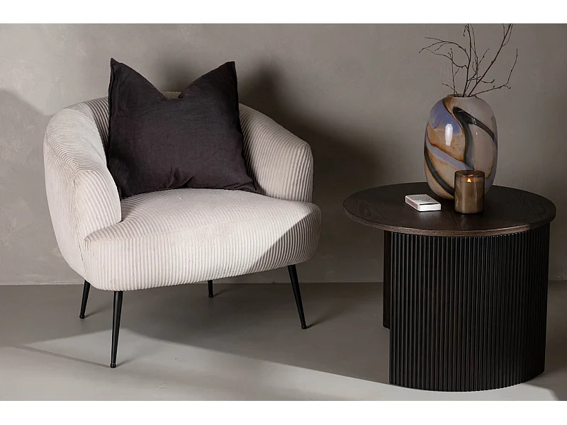 Fauteuil en Velours Côtelé "Derry" 79cm Beige