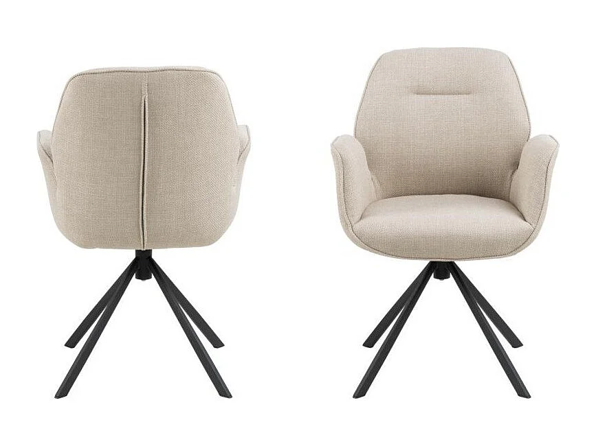 Aura chaise de salle à manger avec accoudoirs beige.