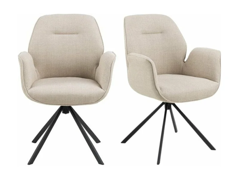 Aura chaise de salle à manger avec accoudoirs beige.