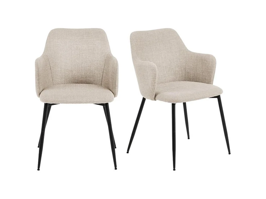 Sedia da pranzo Ilsa con braccioli beige.