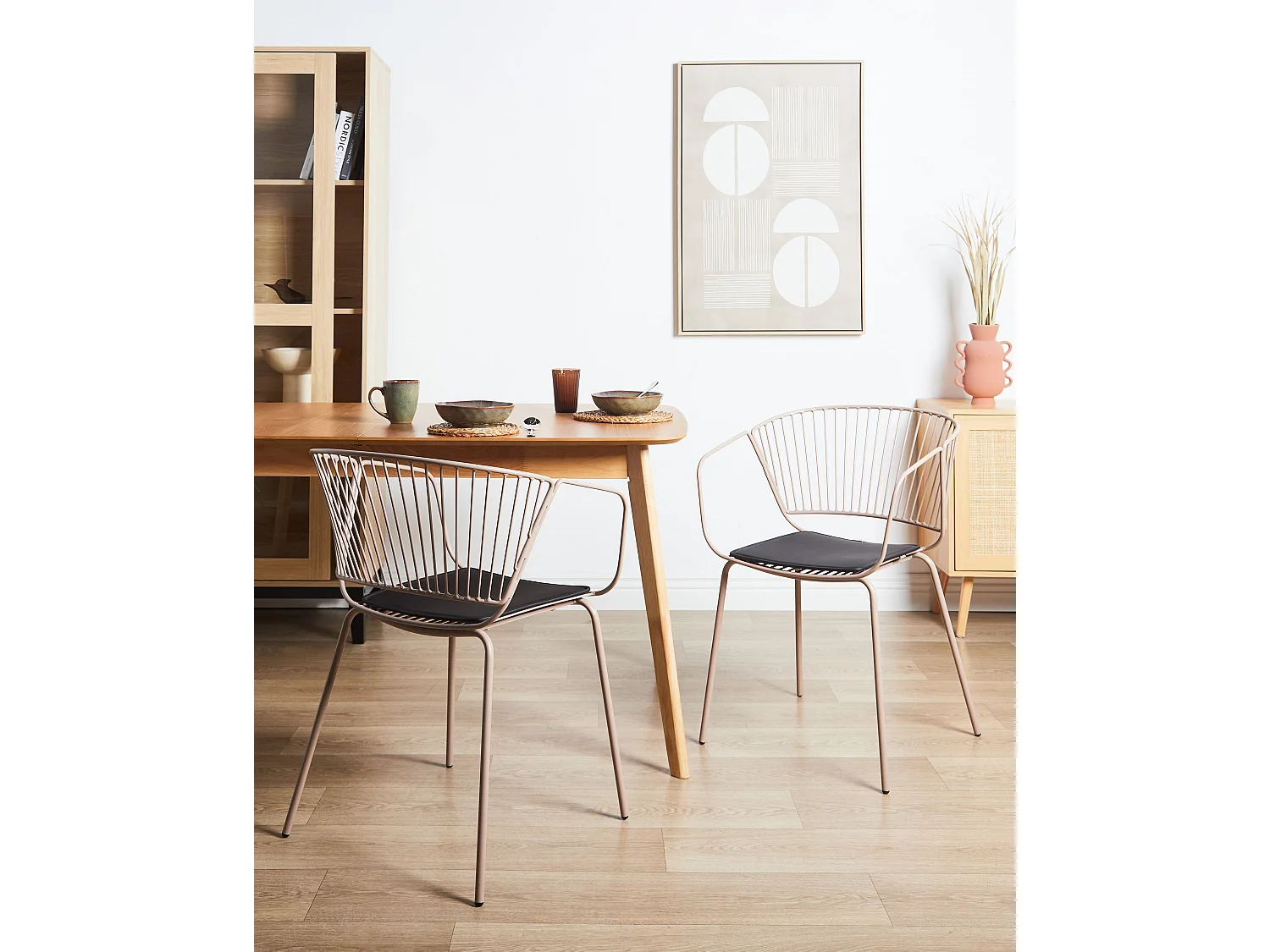 Lot de 2 chaises de salle à manger RIGBY Métal Beige