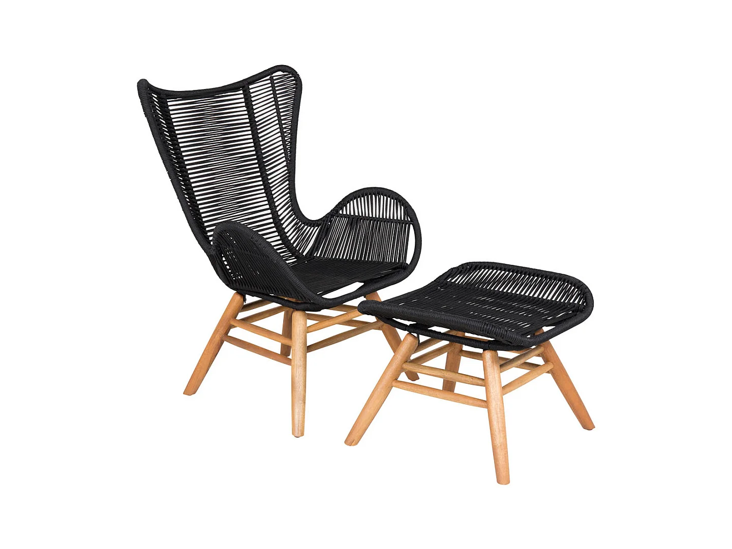 Fauteuil de Jardin Avec Repose-Pieds "Tingeling" 103cm Noir