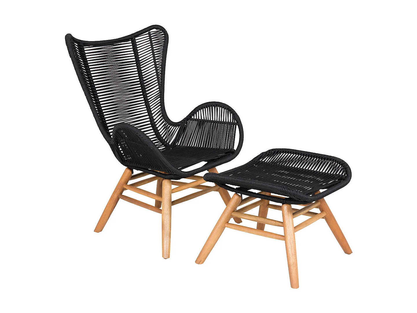 Fauteuil de Jardin Avec Repose-Pieds "Tingeling" 103cm Noir
