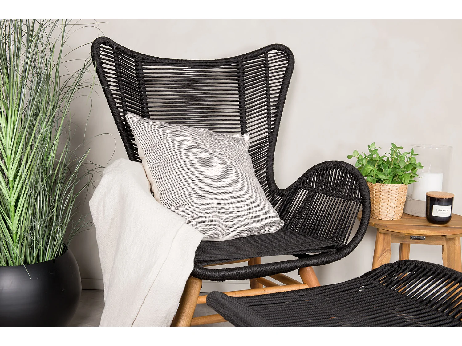 Fauteuil de Jardin Avec Repose-Pieds "Tingeling" 103cm Noir