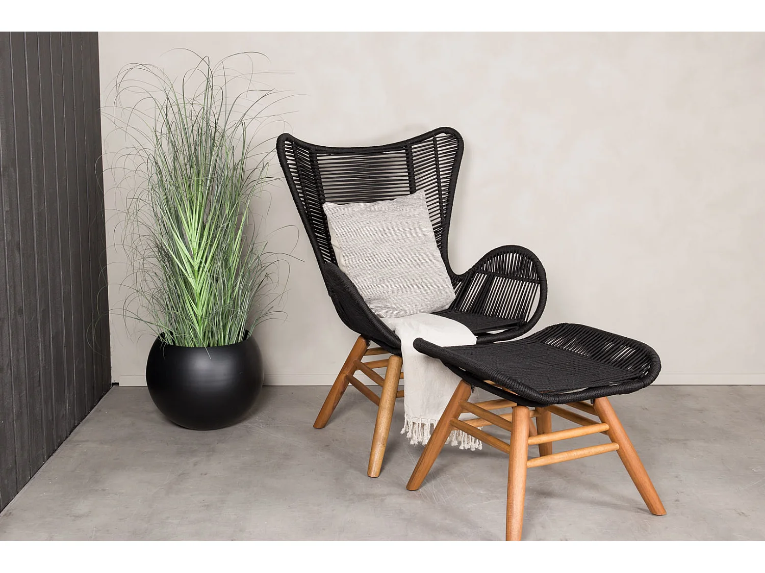 Fauteuil de Jardin Avec Repose-Pieds "Tingeling" 103cm Noir