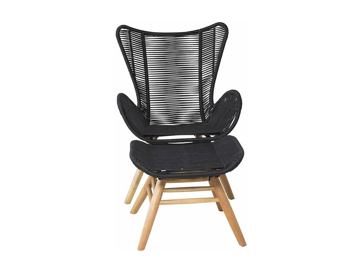 Fauteuil de Jardin Avec Repose-Pieds "Tingeling" 103cm Noir