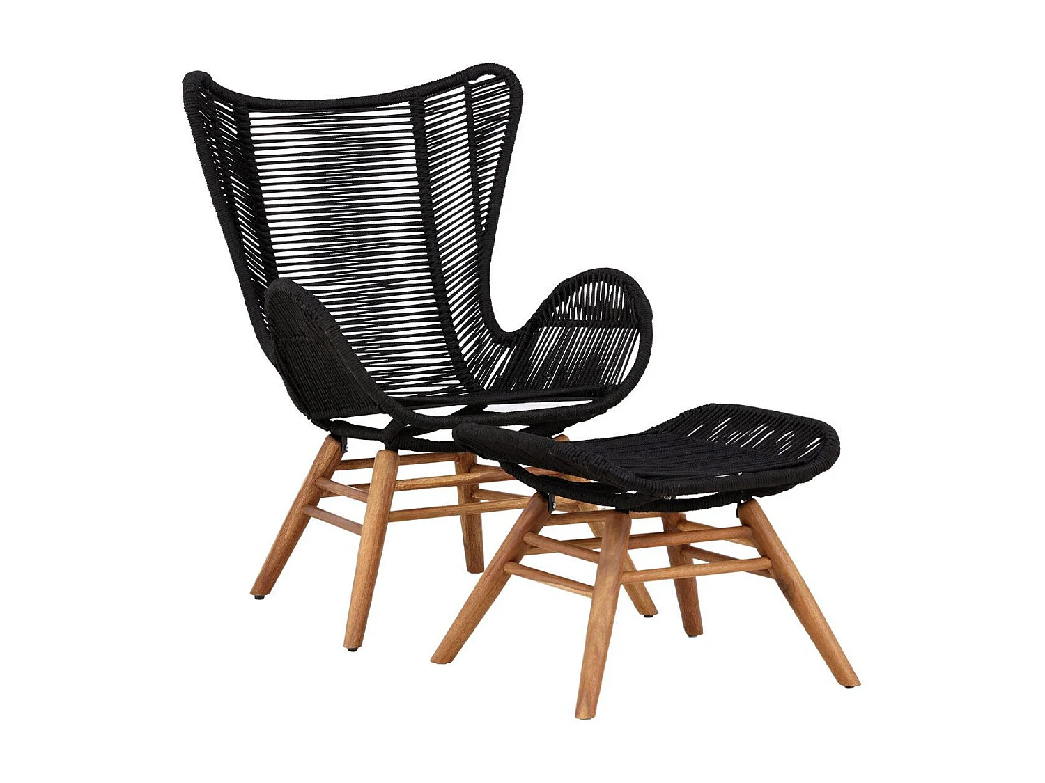 Fauteuil de Jardin Avec Repose-Pieds "Tingeling" 103cm Noir