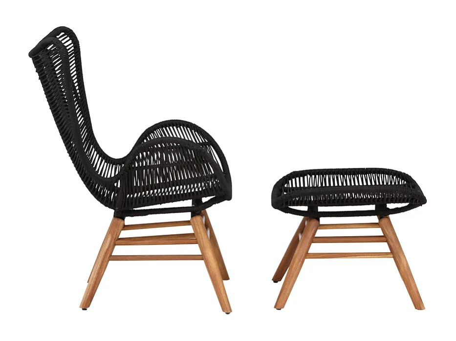 Fauteuil de Jardin Avec Repose-Pieds "Tingeling" 103cm Noir