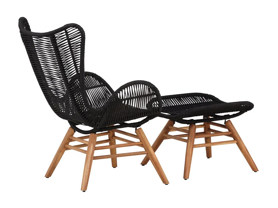Fauteuil de Jardin Avec Repose-Pieds "Tingeling" 103cm Noir