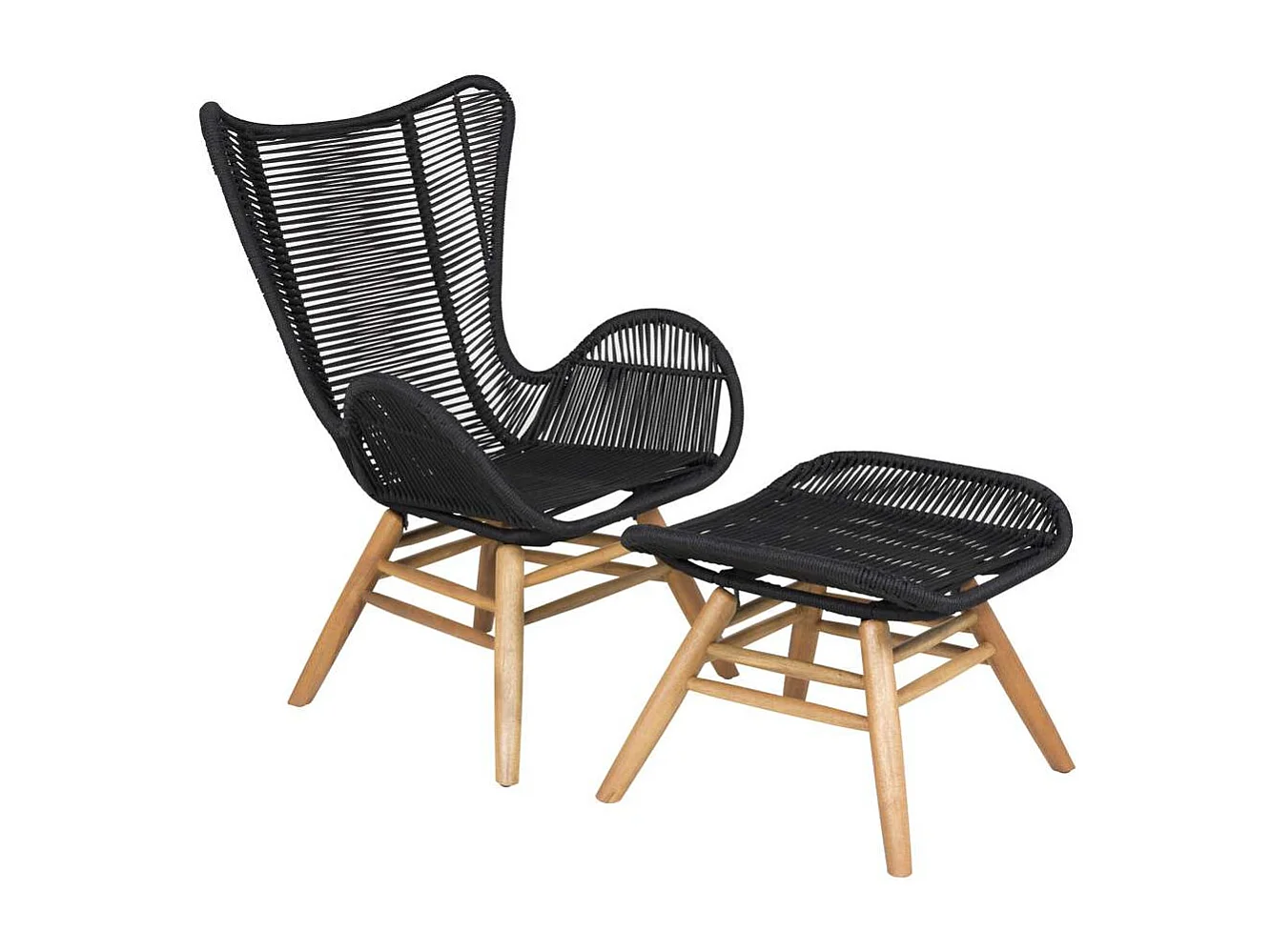 Fauteuil de Jardin Avec Repose-Pieds "Tingeling" 103cm Noir