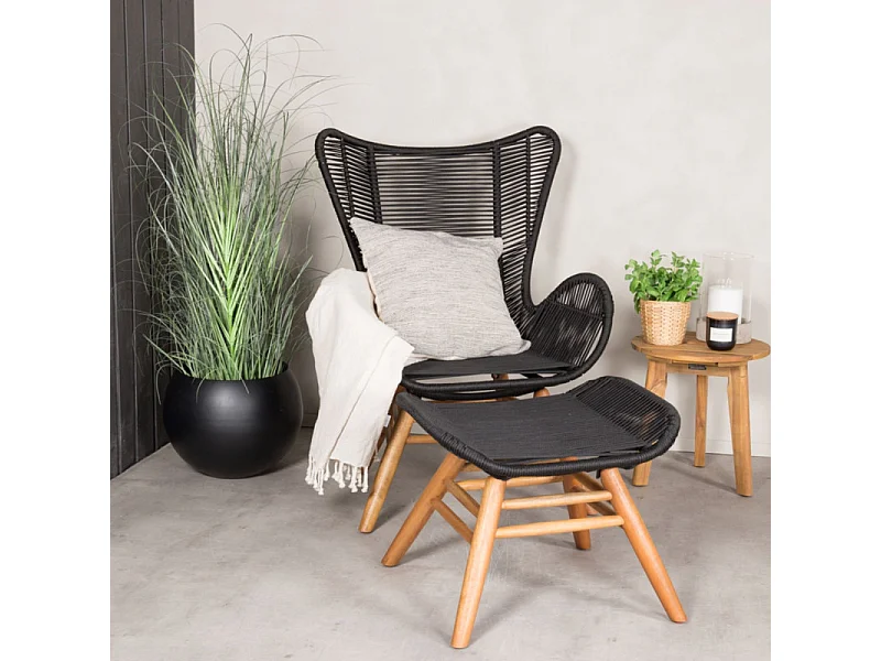 Fauteuil de Jardin Avec Repose-Pieds "Tingeling" 103cm Noir