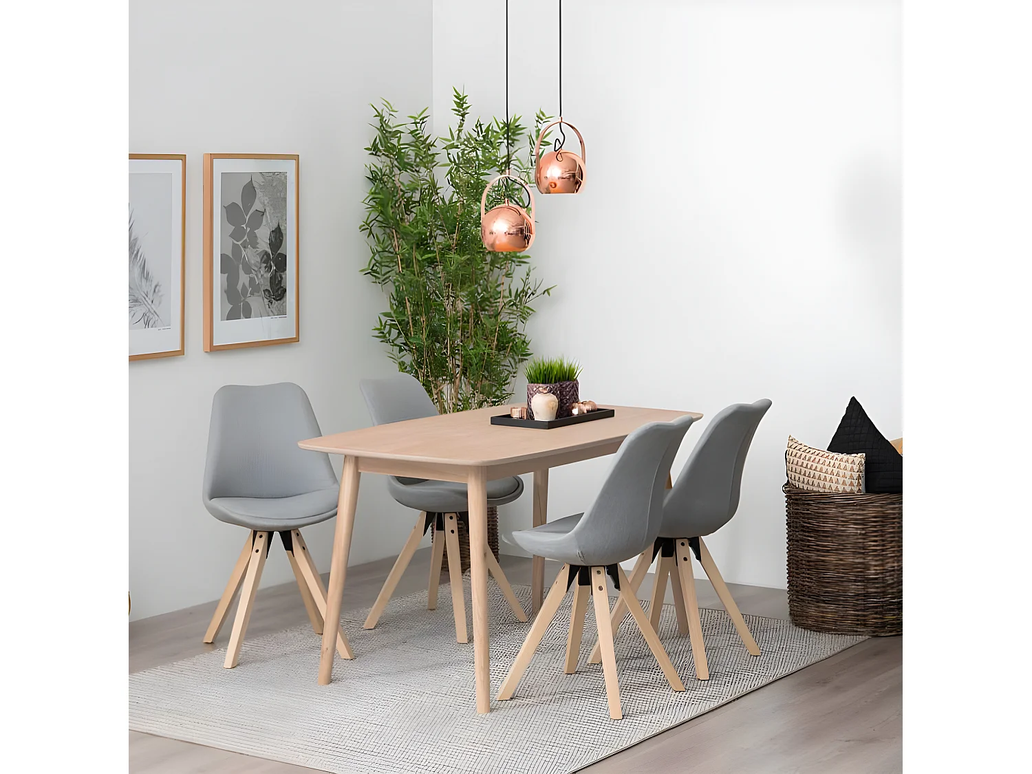 Naila Esszimmertisch 80 x 150 cm Eiche Dekor weiss gelaugt.