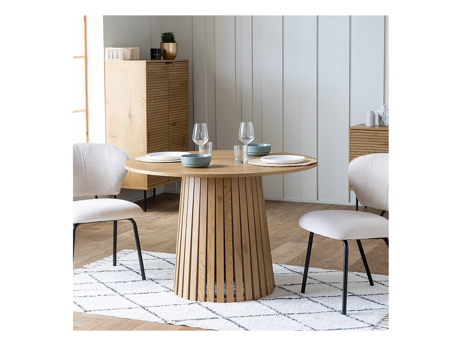 Table à manger ronde 110cm style scandinave LIV - HAPPY GARDEN