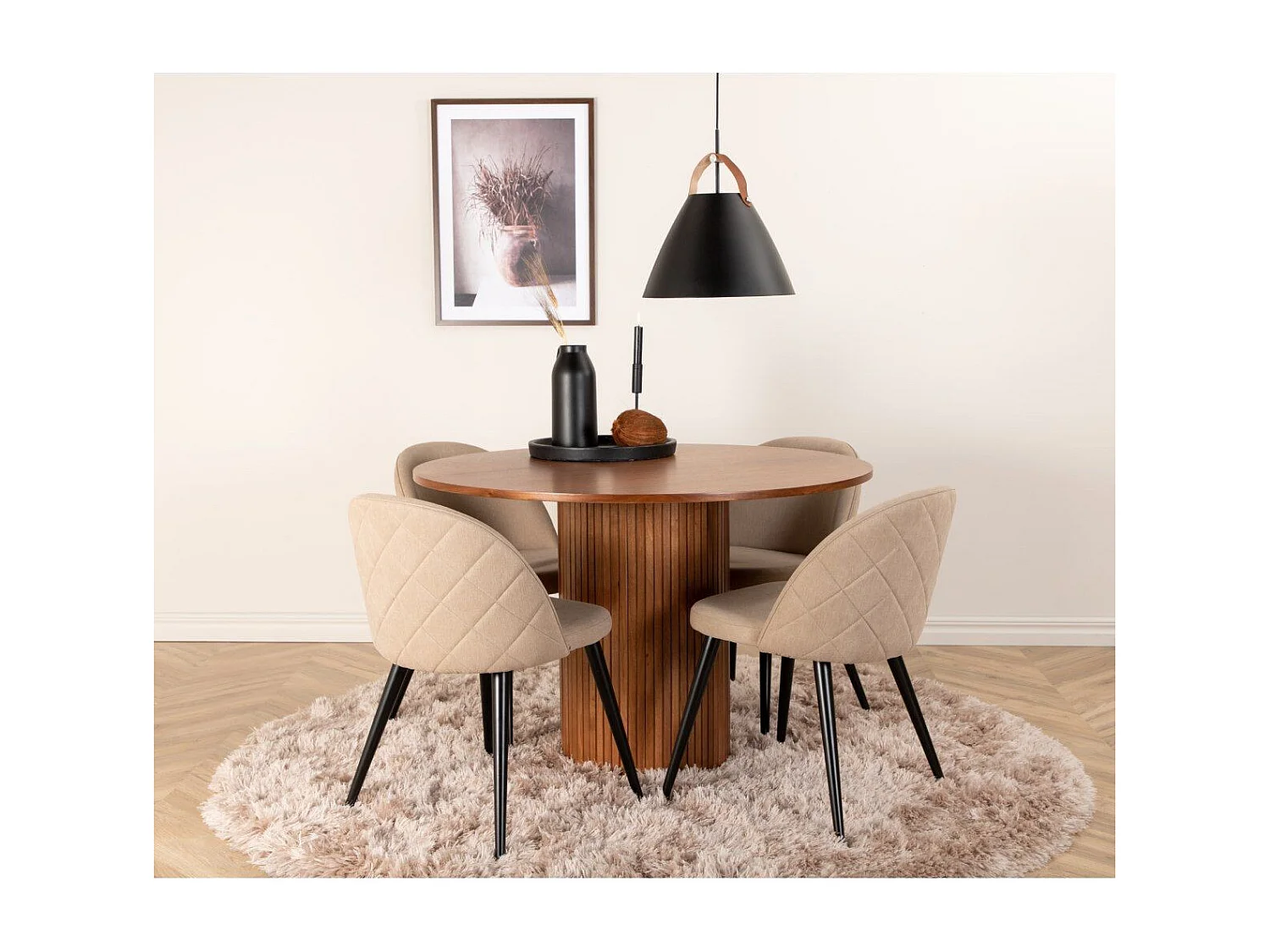 Table à Manger Ronde "Bianca" 110cm Noyer