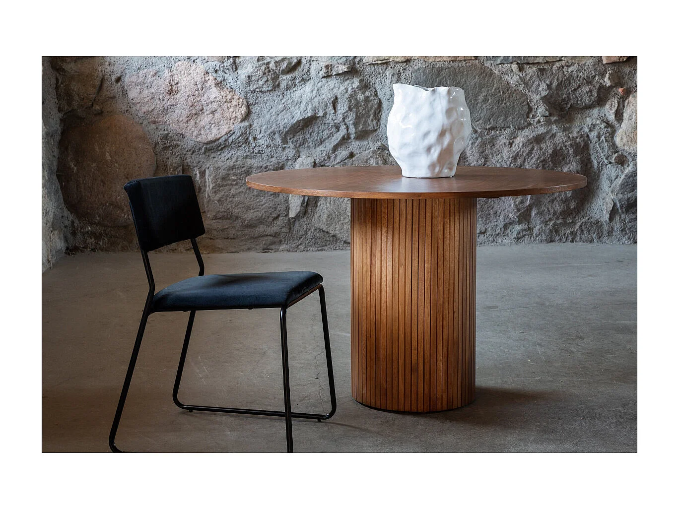 Table à Manger Ronde "Bianca" 110cm Noyer