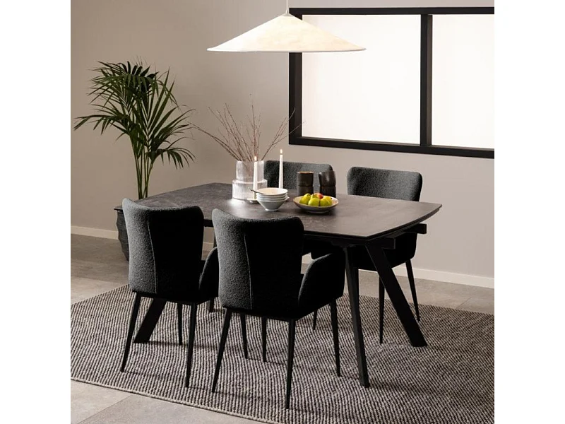 Blackburn Esstisch 97x160/240cm inkl. Zusatzplatten schwarz.