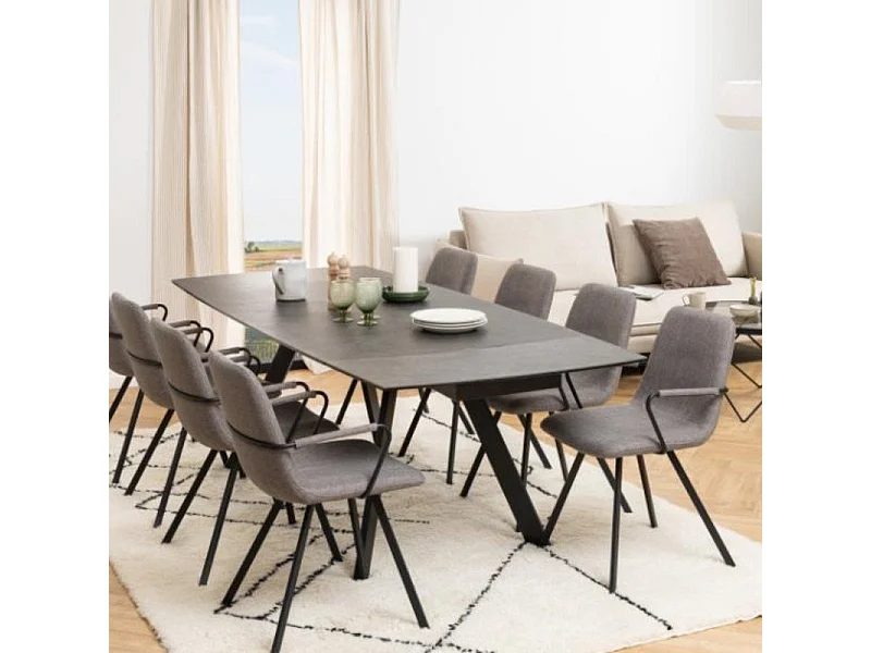 Blackburn Esstisch 97x160/240cm inkl. Zusatzplatten schwarz.