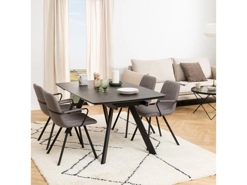 Blackburn Esstisch 97x160/240cm inkl. Zusatzplatten schwarz.