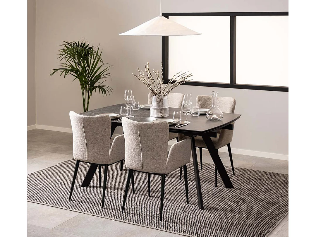 Blackburn Esstisch 97x160/240cm inkl. Zusatzplatten schwarz.