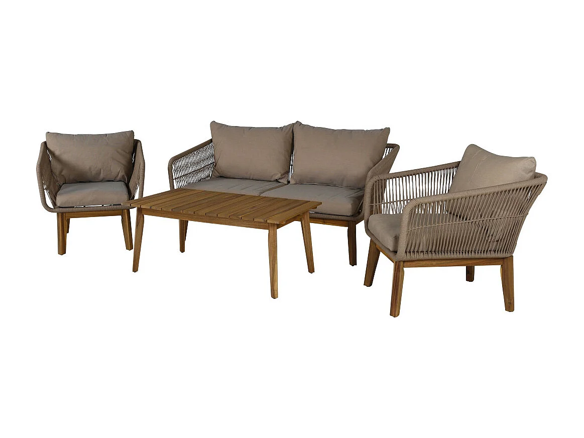 Salon de Jardin en Bois "Chania" 164cm Beige